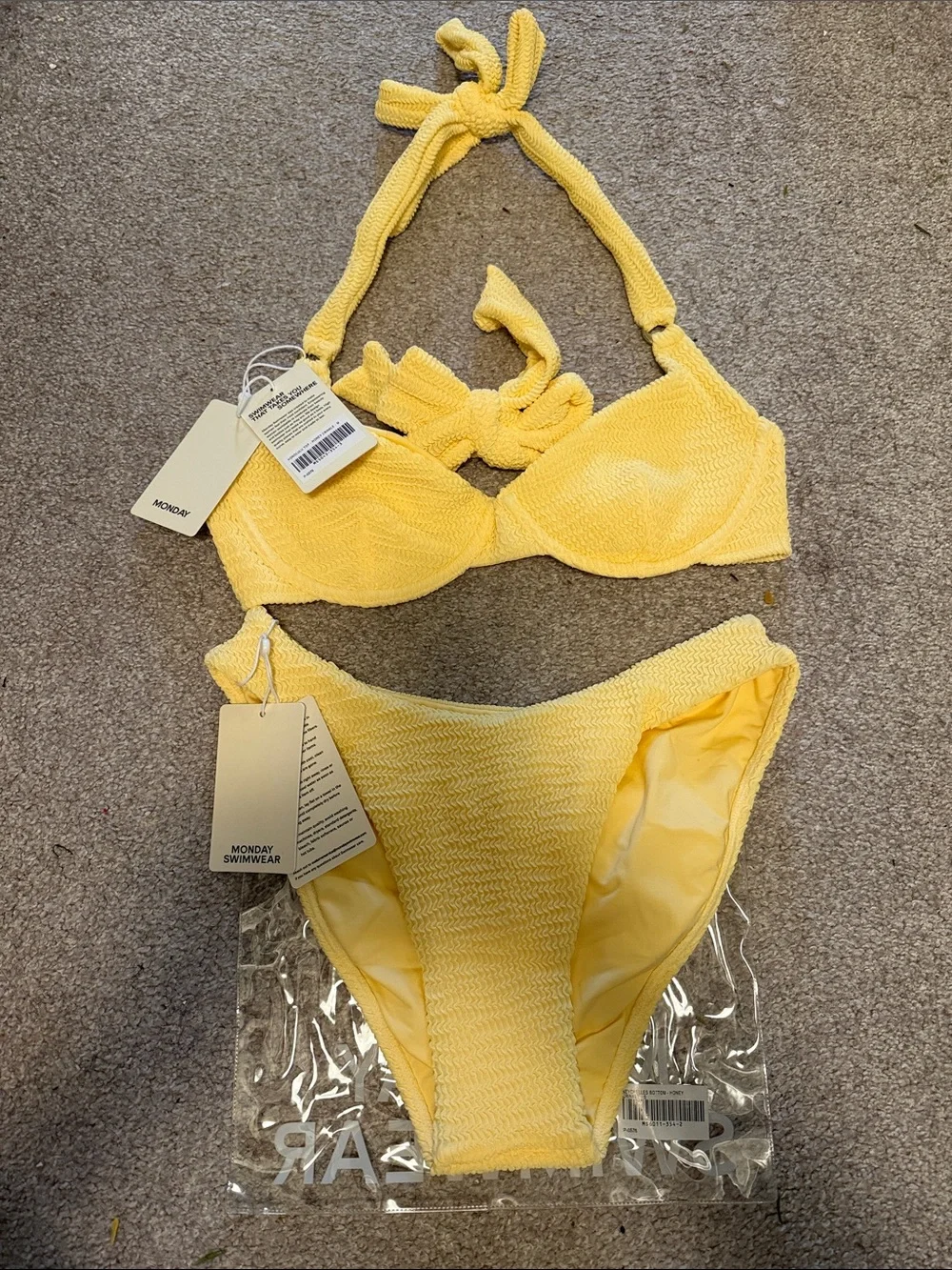 Monday Swimwear Honey Yellow Crinkle Set